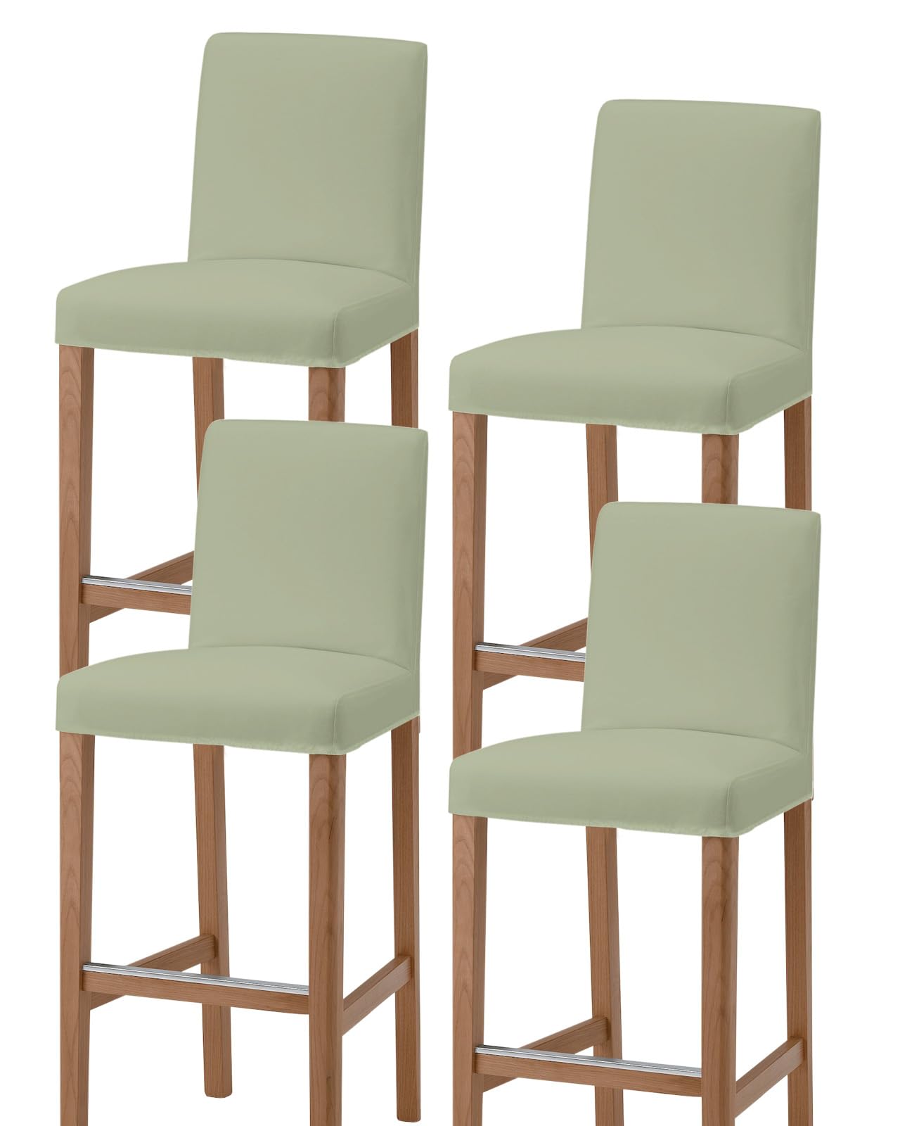 Wowouhiya Sage Green Bar Stool Covers - Stretch Dining Chair Covers Set of 4, Farmhouse Sage Green Decor Bar Chair Covers Removable Counter Stool Pub