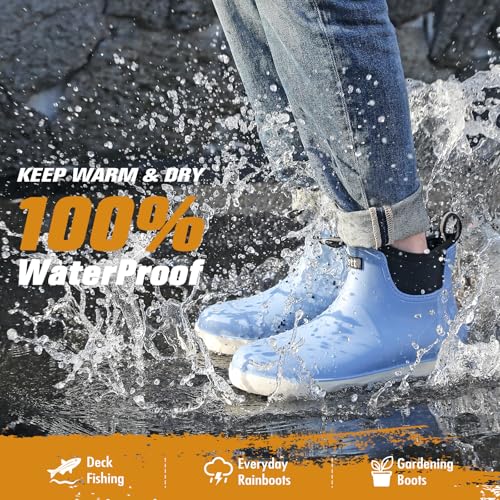 Image of Men's Deck Boots, Deck Shoes Waterproof Rain Boots, Saltwater Fishing Ankle Boots, Non-Slip Rubber Garden Muck Boots for Gardening Boating Camping Sailing Fishing