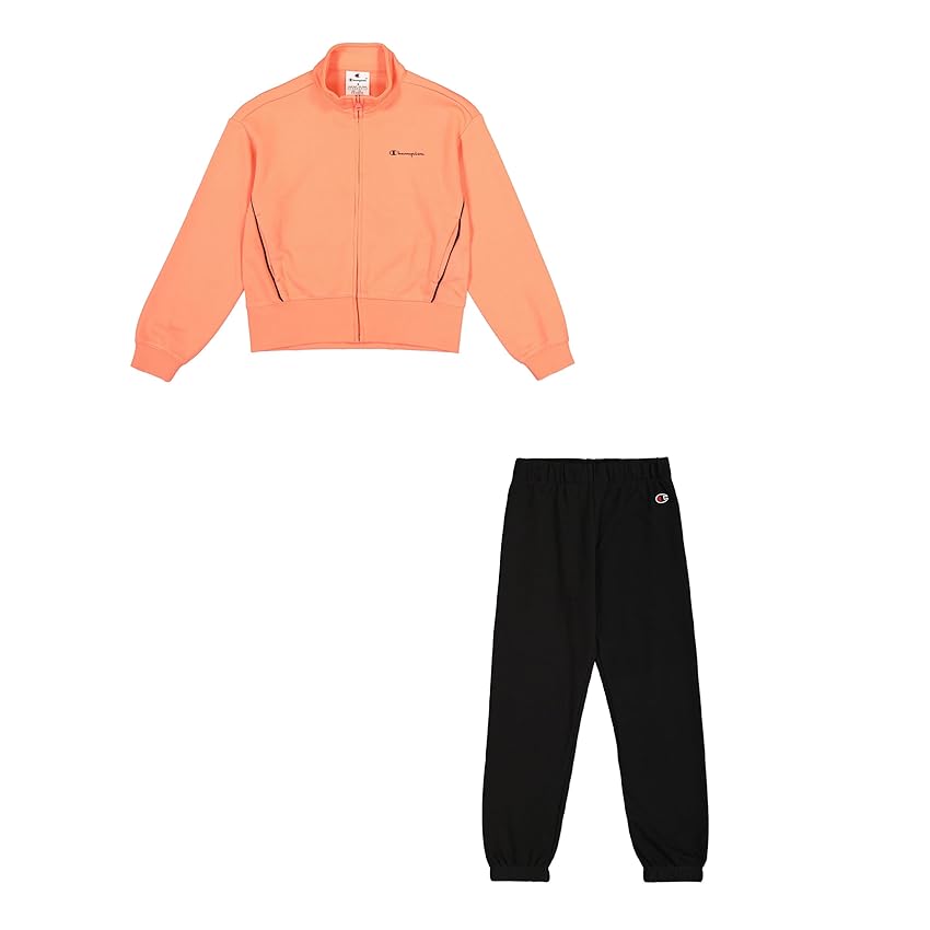 Champion Legacy Girl-Full Zip Sweatsuit Elastic Cuff Tuta da Allenamento, Pink (PS202), 3-4 Anni Bambine e Ragazze