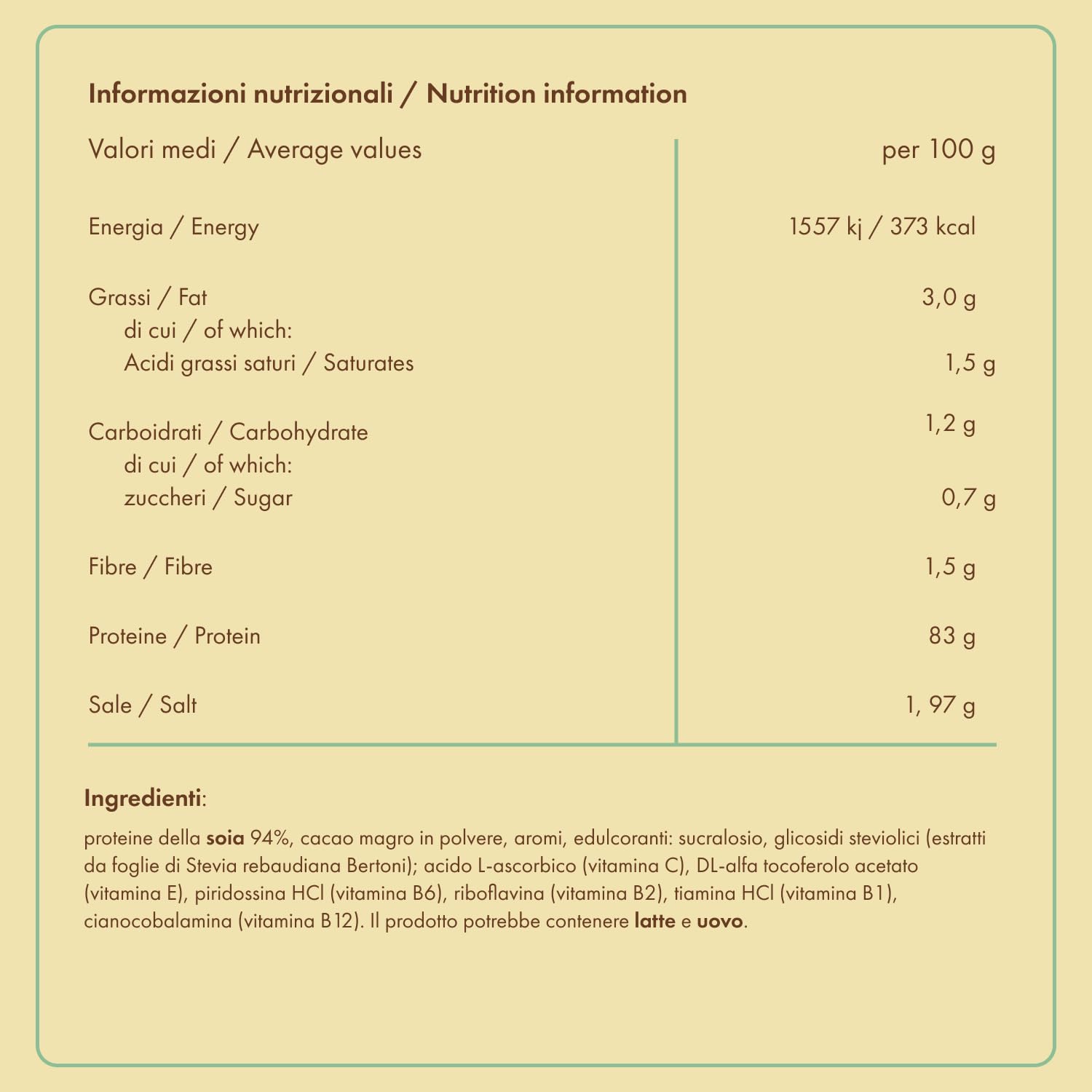 Soy protein 221 Formato 750g - Integratore di Proteine Isolate della Soia con Vitamine - Integratore Gluten Free100% Vegetale - +WATT (Gusto:Cacao)