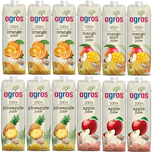 ジュース 詰め合わせ 1Lx12本 (オレンジジュース パイナップルジュース アップルジュース マンゴーアップルジュース) 果汁100% ギリシャ産 お試し 濃縮還元 業務用