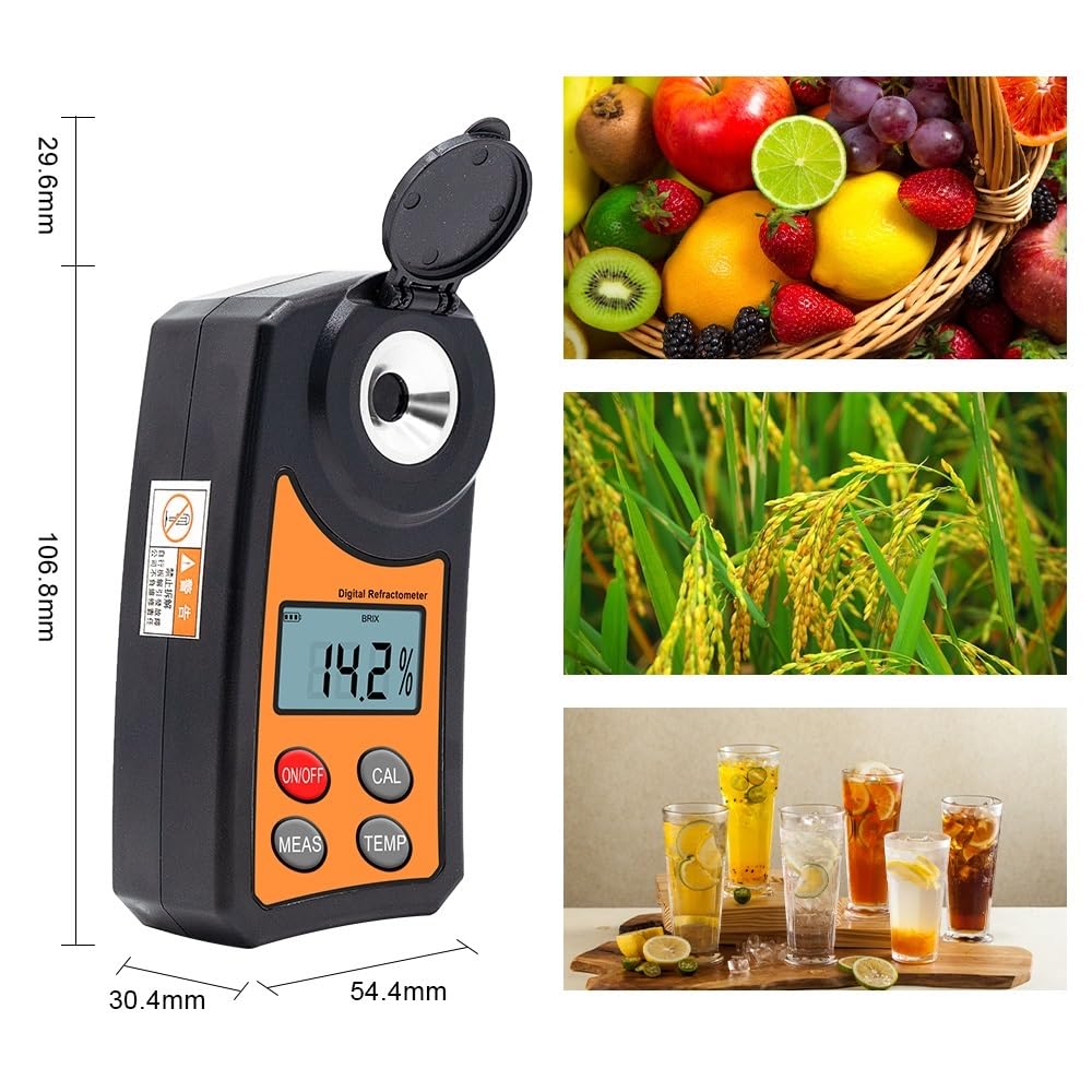 Refraktometr Cyfrowy refraktometr Zakres 0,0-55% Tester Areometr Miód Winogrono Wino Owoce Piwo Leki Stężenie cukru(2GHS Refractometer)