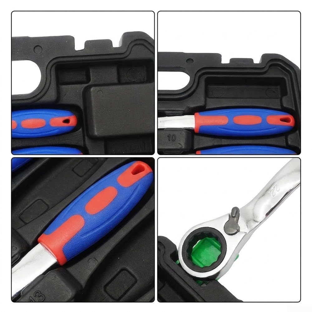 Set Chiavi a Cricchetto 9 72 Denti Acciaio Set Chiavi a Cricchetto