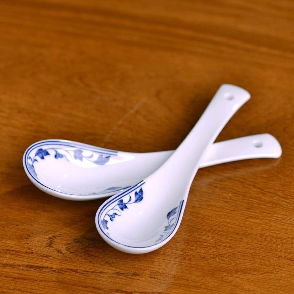 cuchara 6 porcelana azul y blanca de cerámica cuchara de sopa, té cucharas, cucharas de mesa, cucharas Postre restaurante cuchara de la porción fácil de limpiar Cuchara asiática cuchara sopera