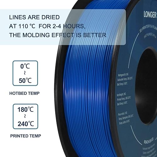 Miniatura 6 de LONGER Filamento de impresora 3D PLA de 1.75 milímetros, precisión dimensional +- 0.02 milímetros, sin enredos, respetuoso con el medio ambiente,