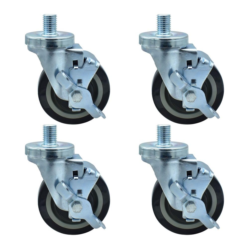 BK Resources 4 inch Threaded Stem Swivel Casters, 3/4