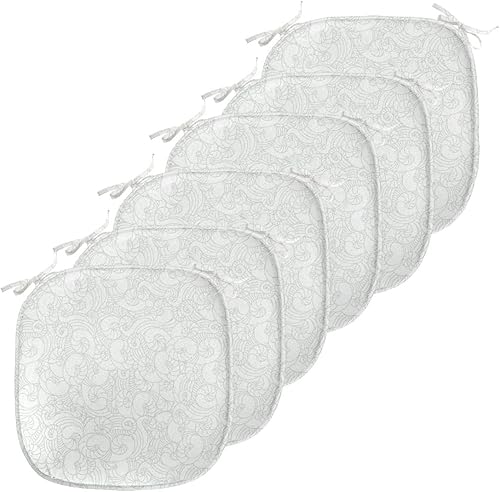 Miniatura 56 de Lunarable Swirly - Cojín de asiento para silla, diseño de líneas retro rizadas, funky en espiral, vida marina náutica, antideslizante, para cocina y