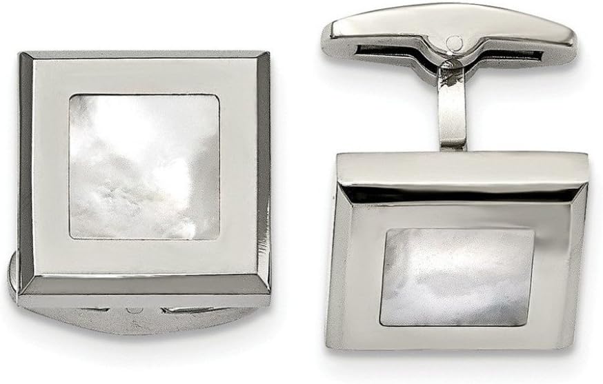 Stainless Steel Square Mother of Pearl Cuff Links