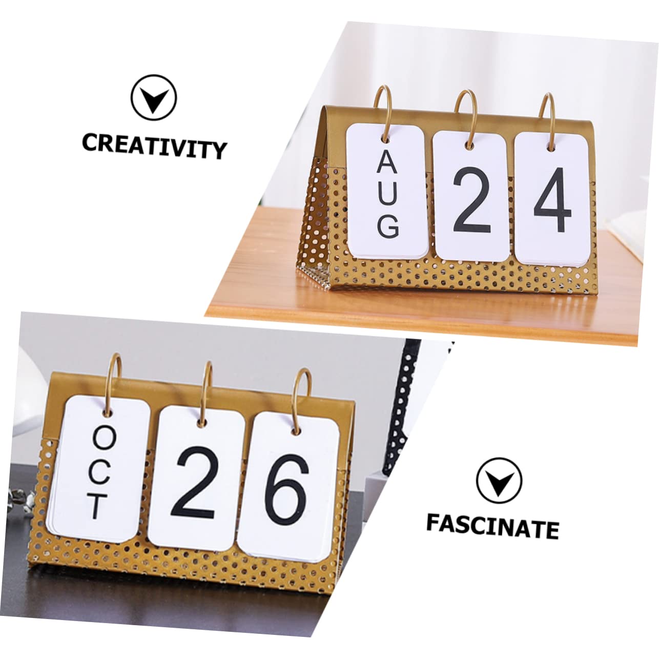 SEWACC 4stücke Tischkalender Metall Stilvoller -kalender Für Schreibtisch Zeitloses Design Für Büro Und Zuhause Monats Und Tagesübersicht Robust Und Elegant Als Fotodeko