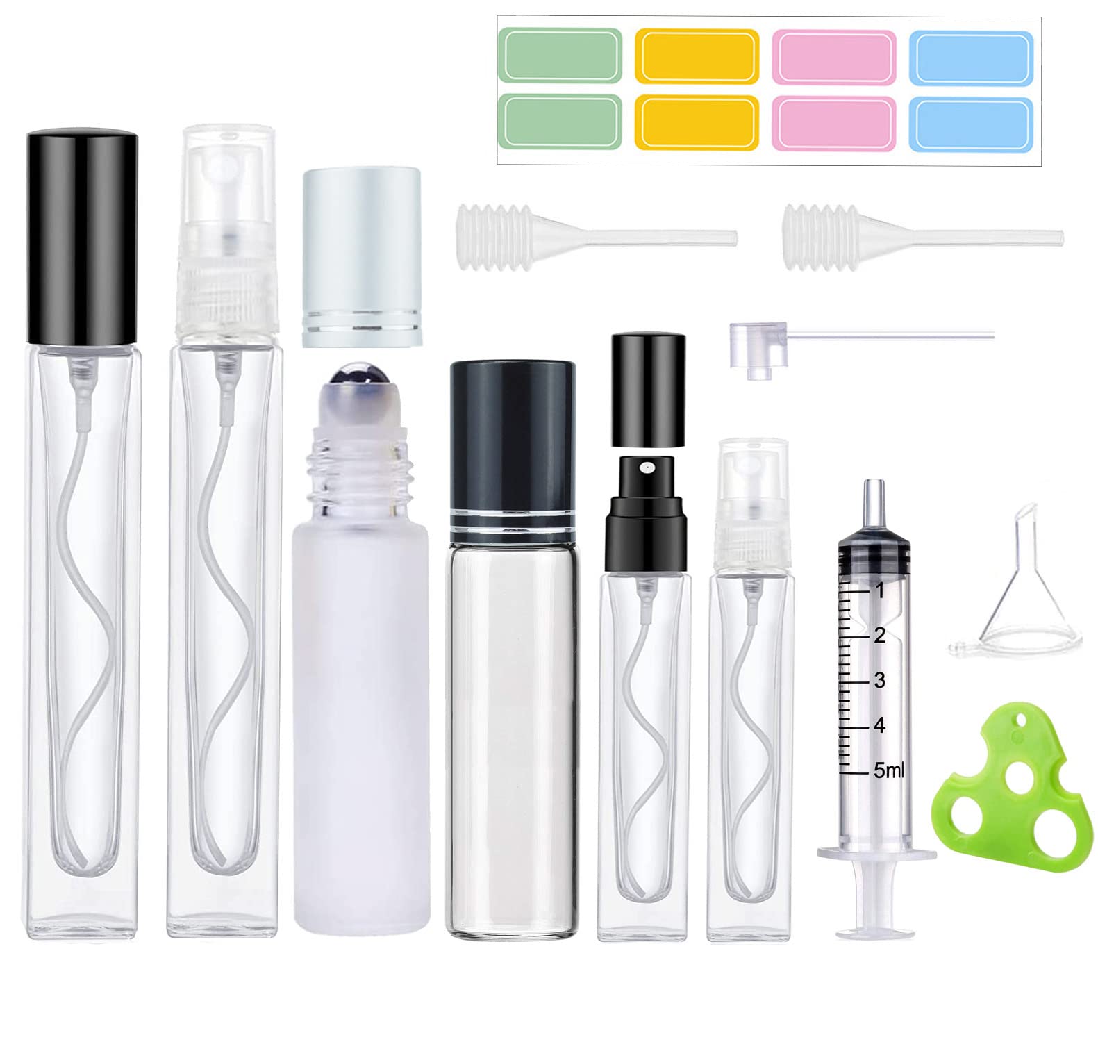 6PCS Glass Perfume Atomizer Set, Travel Perfume Bottles,Mini Refillable Perfume Atomizer Bottle, Premium Fashion Empty Perfume Bottle - C.C.