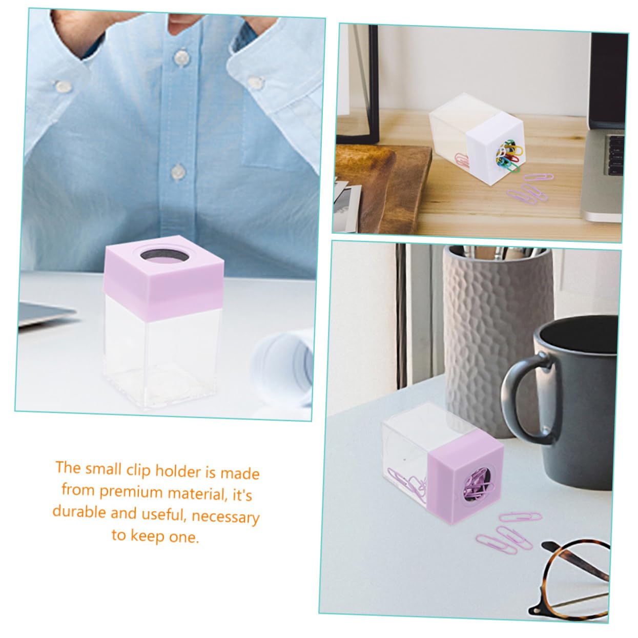 Lurrose 8piezas Soporte De Clips Magnético De Oficina Dispensador De Clips De Papel Pastel Organizador De Escritorio De Transparente