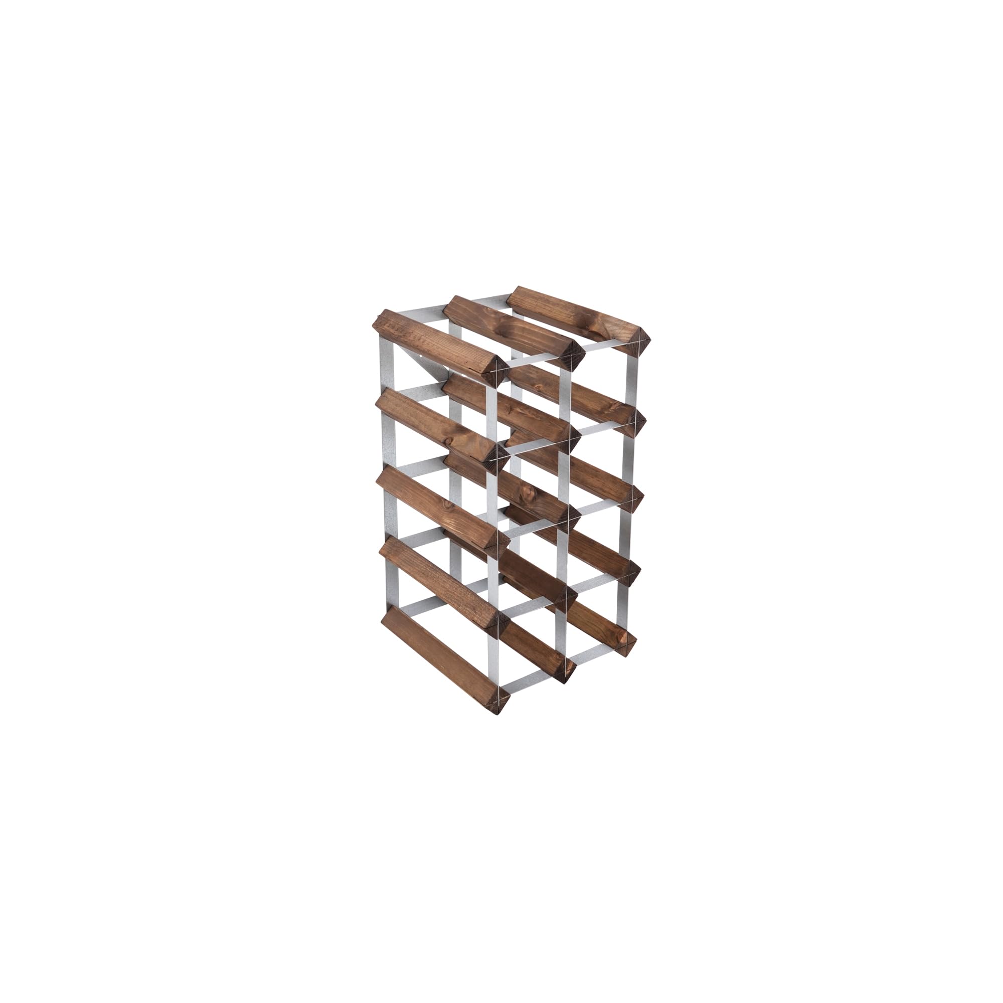 Portabottiglie per 12 bottiglie. Legno scuro, consegnato assemblato