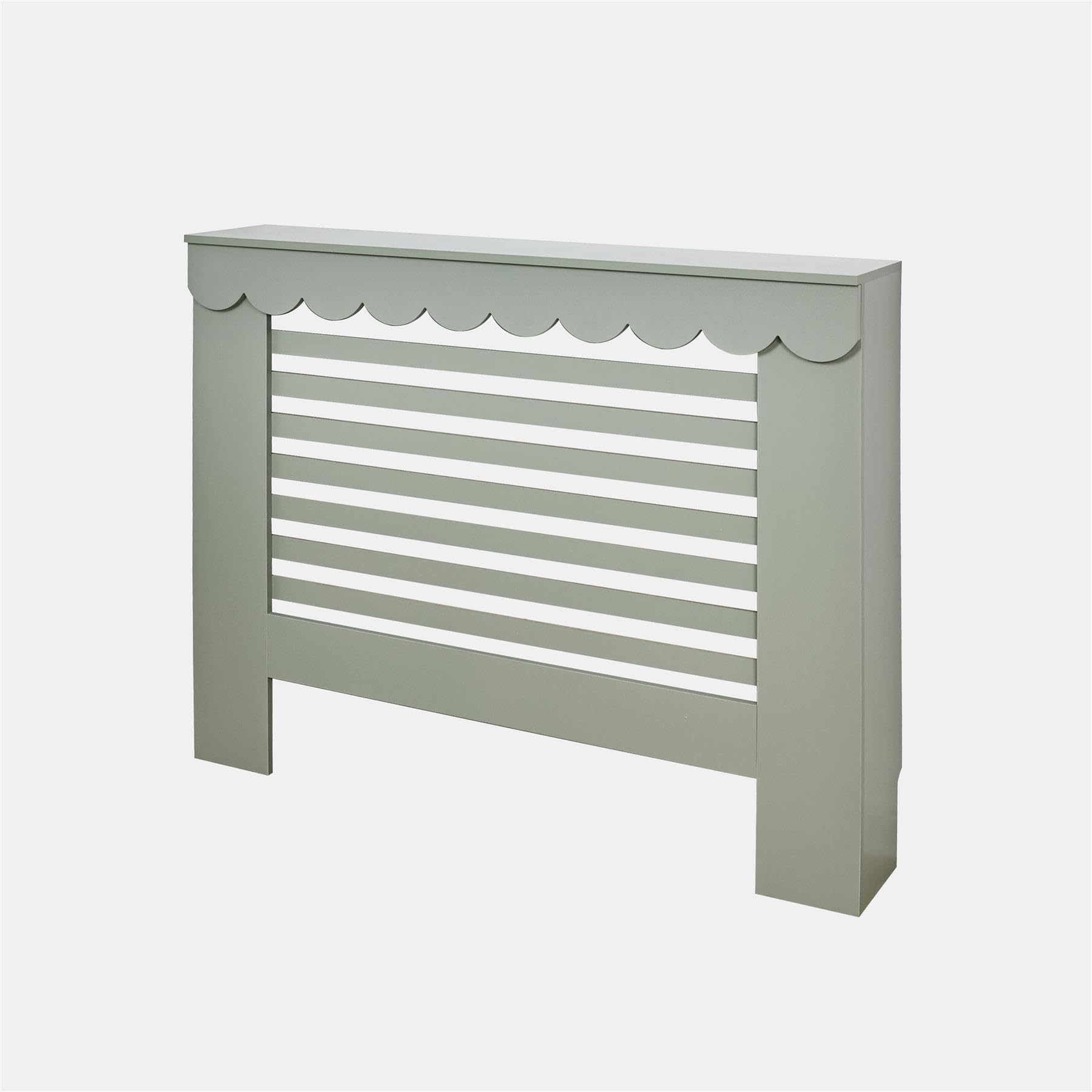 OHS Medium Radiator Cover, Scallop Edge Top Shelf Covers, Sage Green