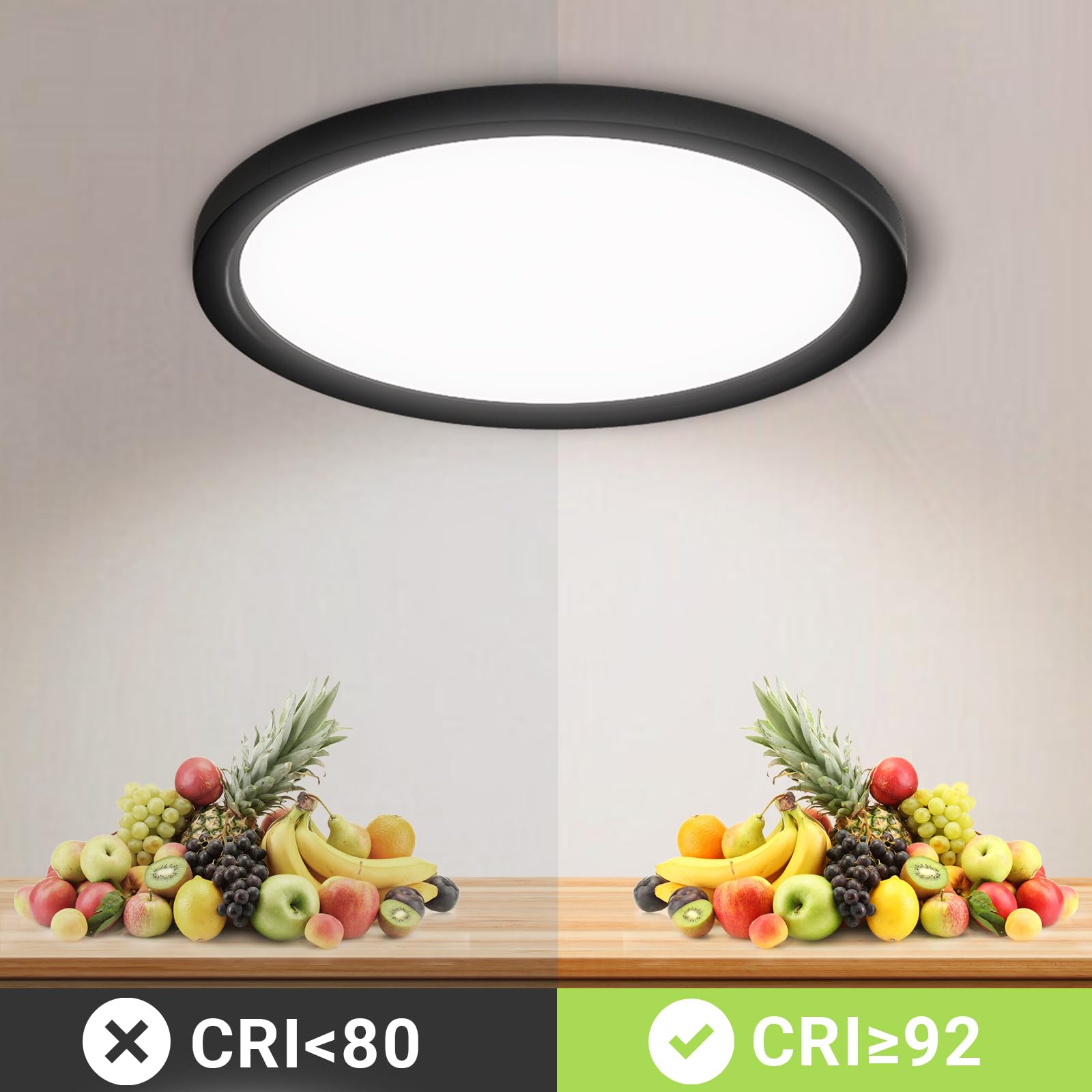 LQWELL® Plafoniera Lampada da soffitto a LED, Lampada da bagno impermeabile IP44 Rotonda Piatta 18W 6000K 1600LM Sottile per Soggiorno Bagno Camera da letto Cucina Seminterrato Ufficio, 220 * 24mm