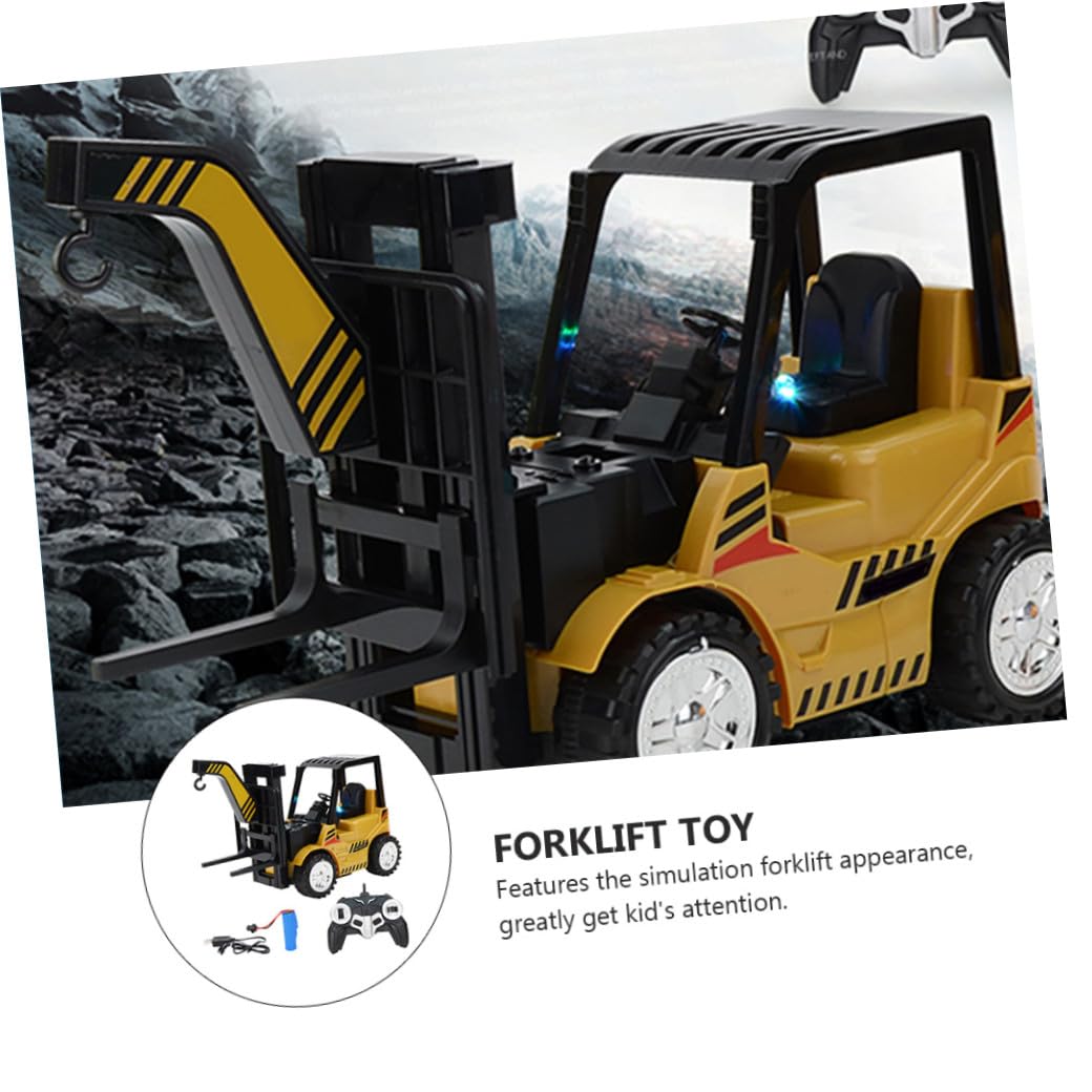 Carrello Elevatore Giocattolo Telecomandato Nero in Plastica Movimenti Flessibili e Batteria Ricaricabile, Veicolo Multifunzione per Bambini e Giochi Educativi