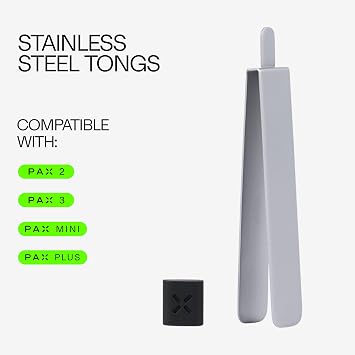 PAX Prep Tongs Stainless Steel Tongs with Silicone Tamp for Packing, Transporting & Cleaning