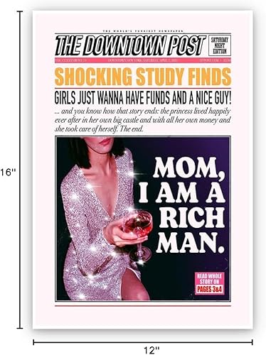 Miniatura 6 de Lienzo decorativo moderno con texto en inglés "Mom I Am A Rich Man", póster divertido del centro de la ciudad, decoración de habitación indie, arte