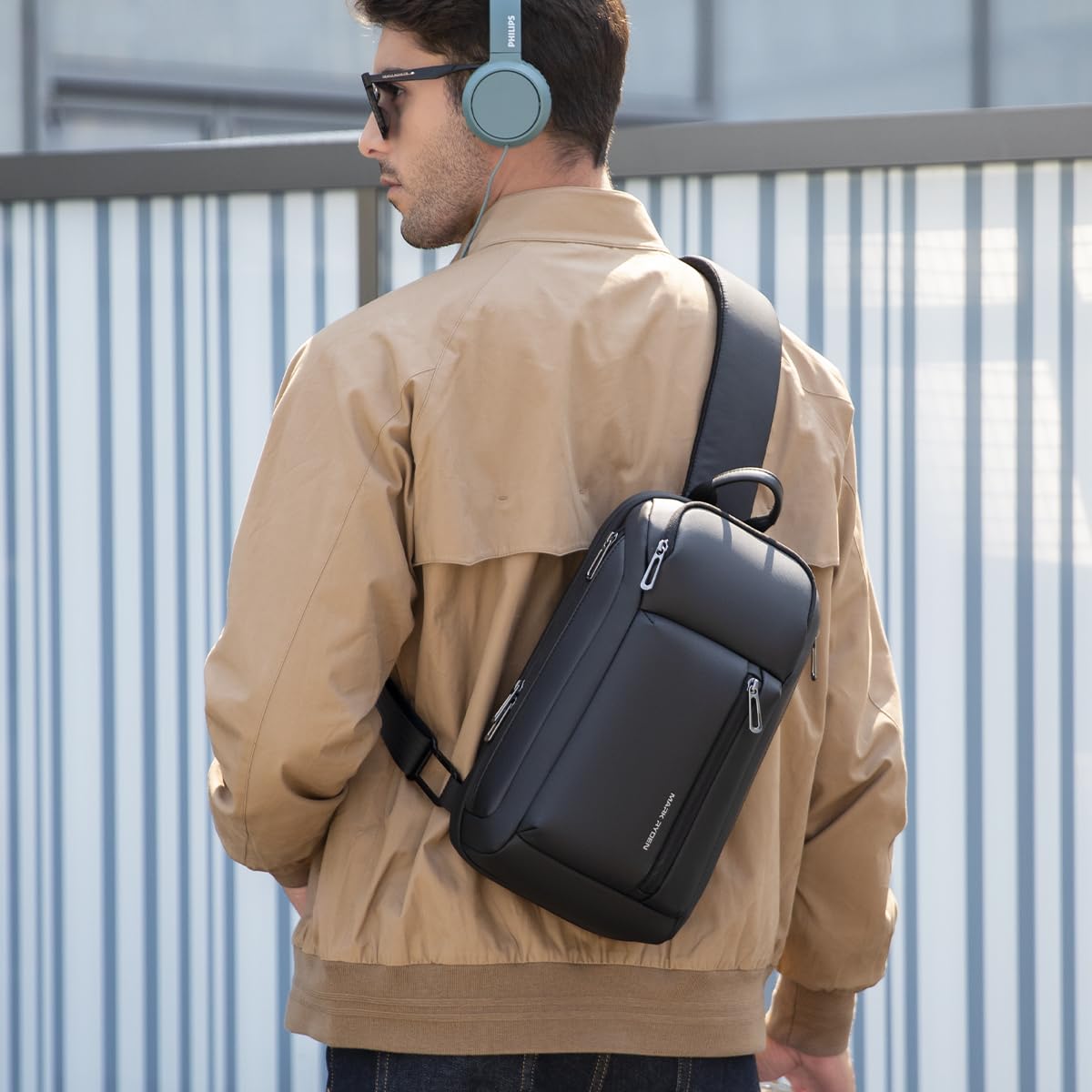 Muzee MARK RYDEN Crossbody Bag Herren Groß，Mehrere Taschen Brusttasche Herren, Schultertaschen für 11 Zoll Ipad