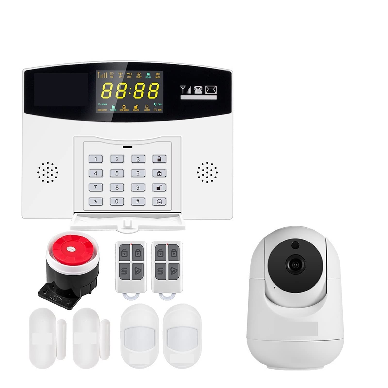 CUDTAPI Tuya Smart 4G GSM Alarm System Burglar 433MHZ Wireless Wired Zone Link To Motion Sensor IP Camera(W210 Alarm Kit 3)