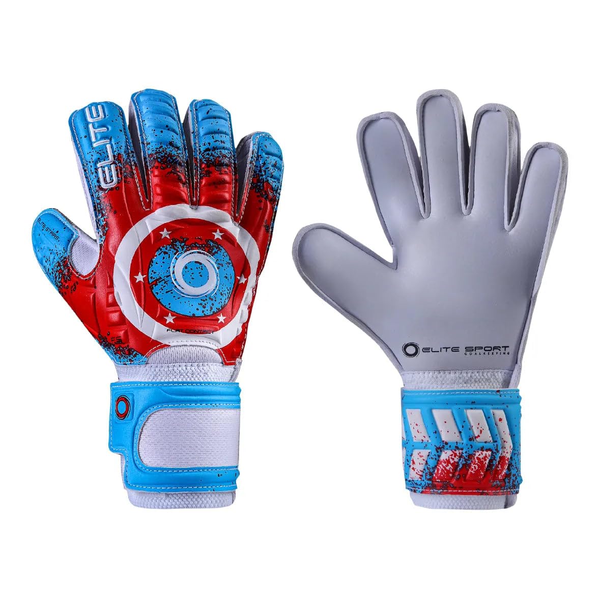Elite Stars Elite Sport Goalkeeper Soccer Gloves Size 4 Blue/red/White