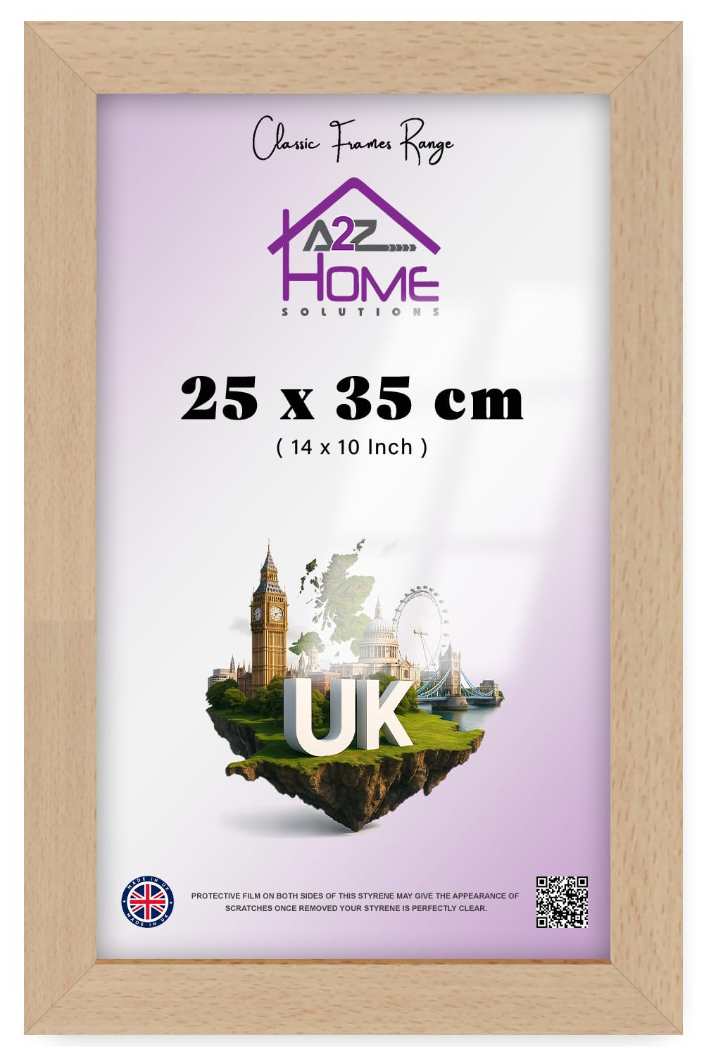 A2Z Home Solutions — Elegant Engineered Wood Poster Frame (25 X 35 CM) | Portrait And Landscape Display (14 X 10 Inch) Picture Frame For Art And Wall Décor, Beech Finish With Easy Hang Mount