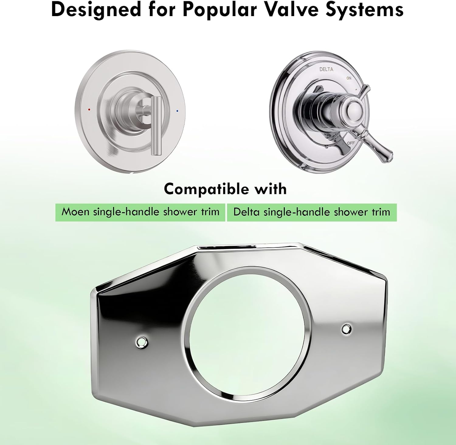 A502-26 One-Hole Remodel Cover Plate Compatible with Moen & Delta Shower Valve Trim, Single Hole Conversion Plate for Bathroom Wall Repair