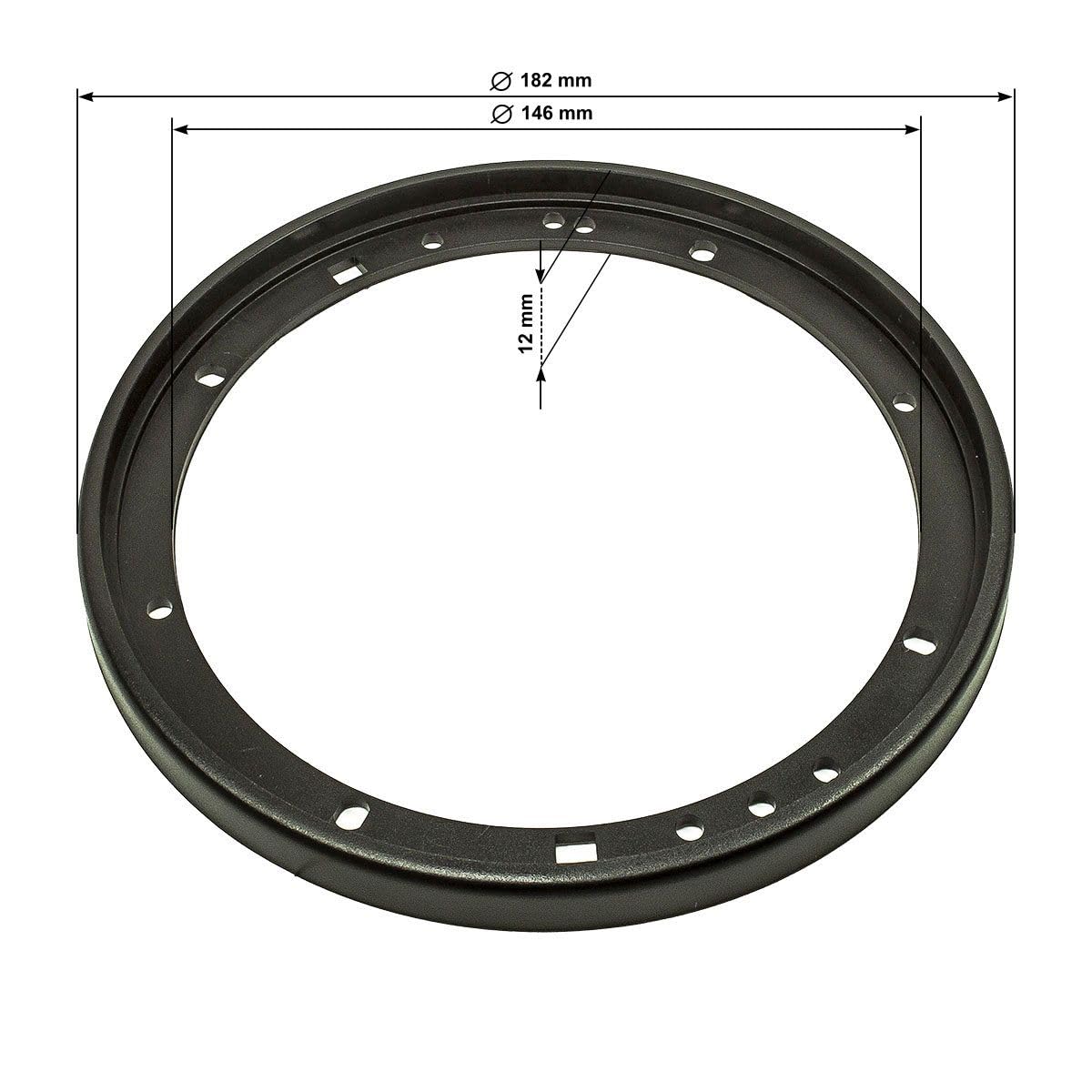 tomzz Audio 2800-002 Griglia dell'altoparlante per altoparlante 165mm DIN anello di plastica nero in 2 pezzi con set di griglie in metallo