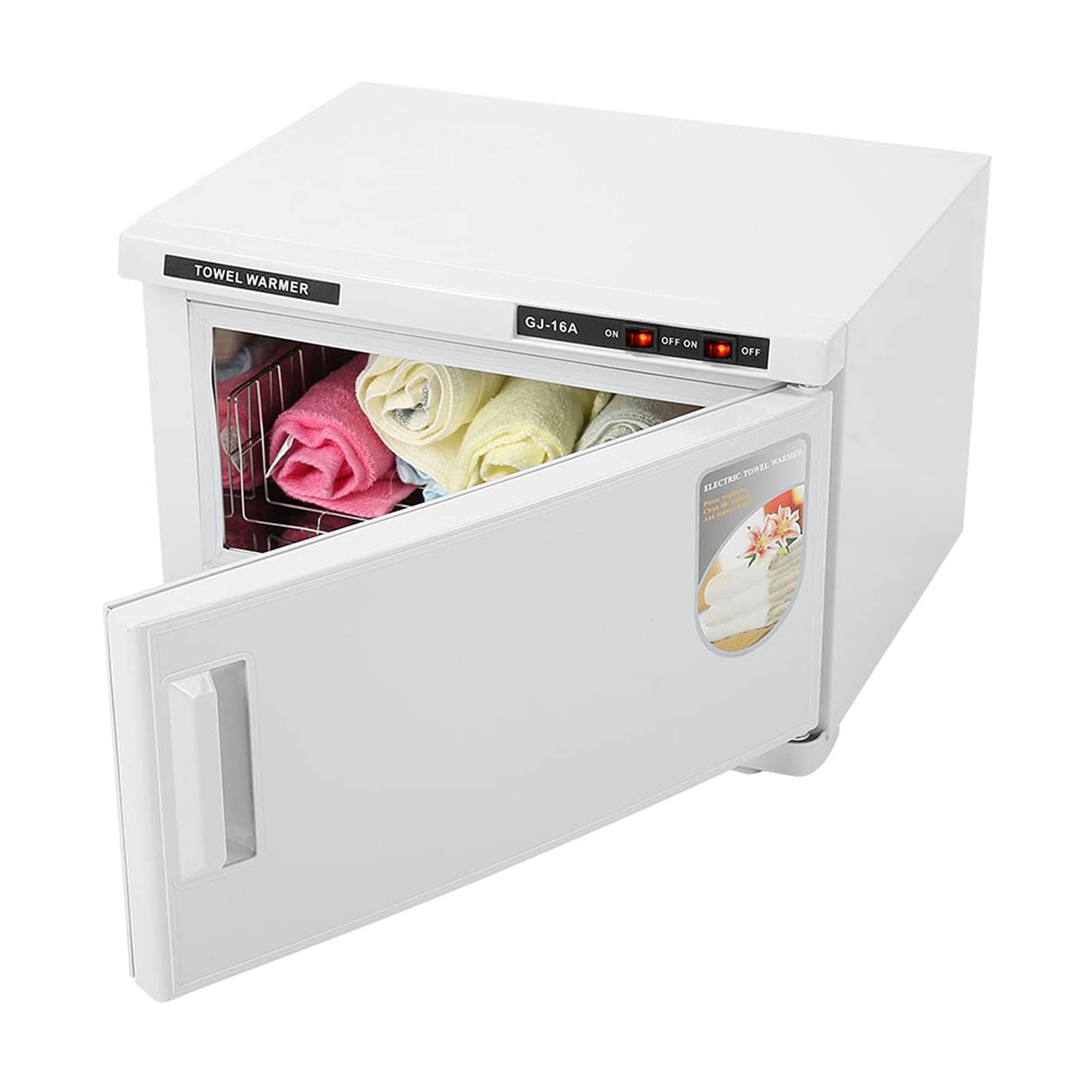 Chauffe-serviette UV 16L, 2-en-1 serviette chaude pour armoire stérilisateur désinfection cosmétique compresse serviette avec contrôle de la température pour salon de beauté à domicile salon de coiffu