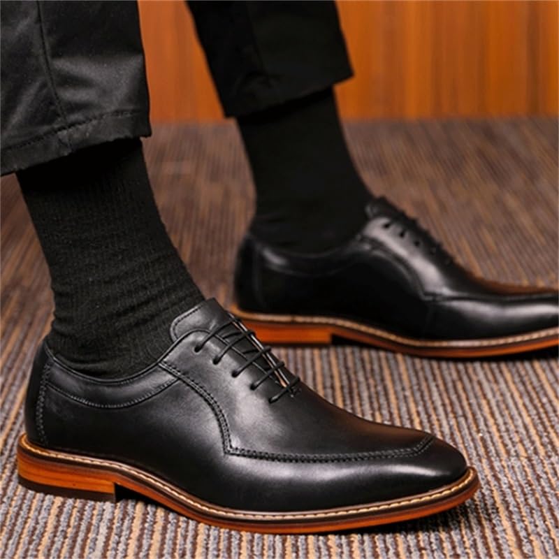 Men's Lightweight Business Shoes Square Toe Low-top Lace-up Dress Shoes Comfortable Non-Slip Rubber Soft Sole Casual Oxford Shoes for Men4