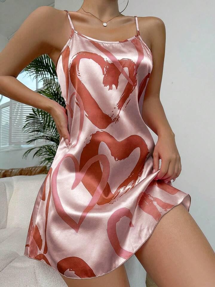 Image of Marquisa Satin Silk V Neck Sexy Night Dress Lingerie Dress for Girls and Women Babydoll Set for Honeymoon