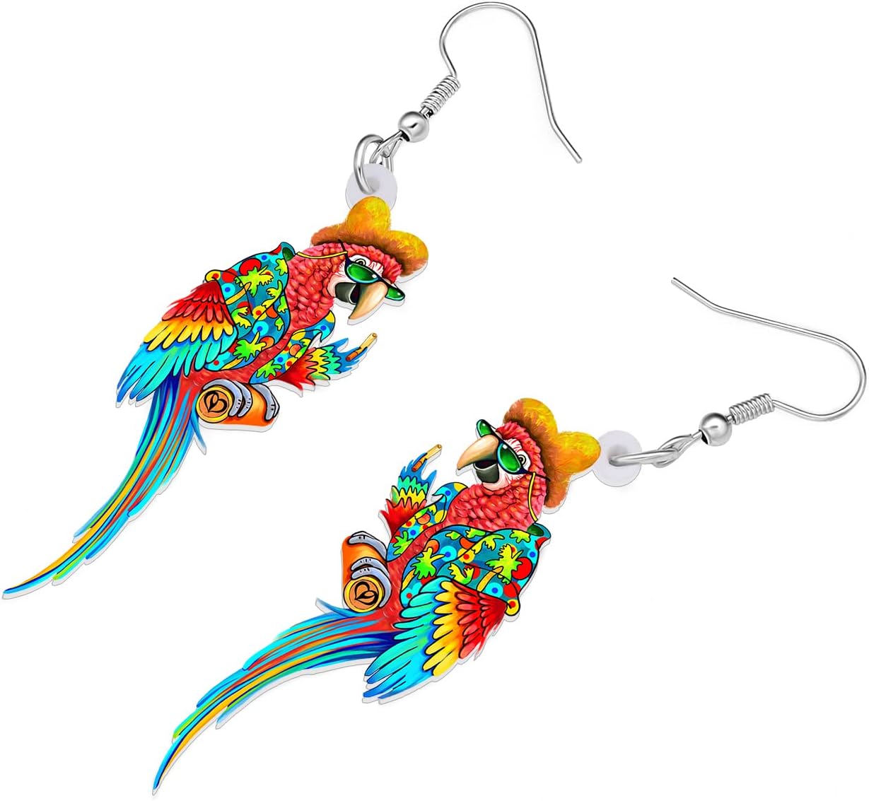 DUOWEI Cute Acrylic Parrot Earrings Macaws Dangle Jewelry for Women Summer Spring Accessories Hawaiian Gifts - Image 3