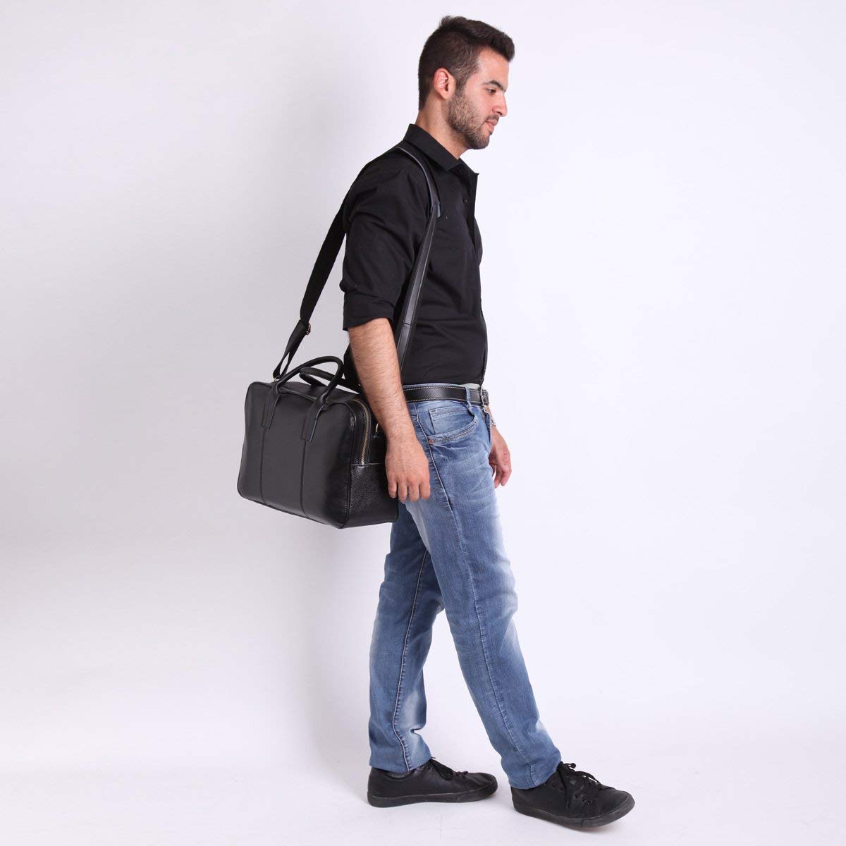 Leathario Sac Porte Document Homme en Cuir Véritable Messager Besace D'ordinateur Serviette pour des Affaires