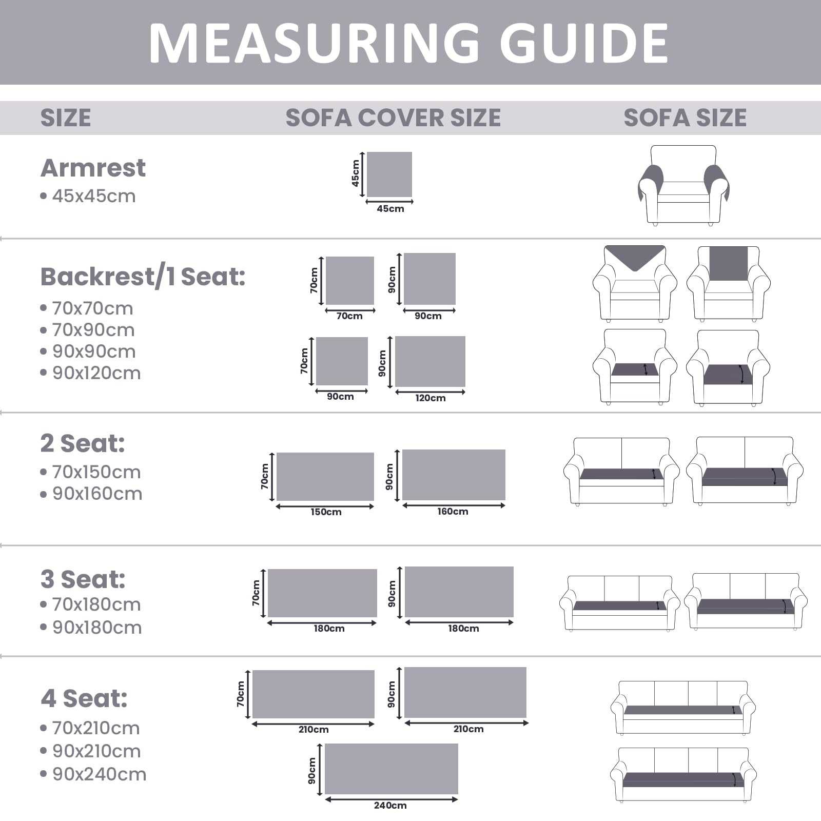 Ystyle Flanellsofa Überzug, Rutschfester Sofabezug, Weicher und Komfortabler Couchüberzug, Geeignet für 1/2/3/4-Sitzer Sofas und Sofas mit Chaise-Longue-Bereich (Hellgrau, 70x70cm)