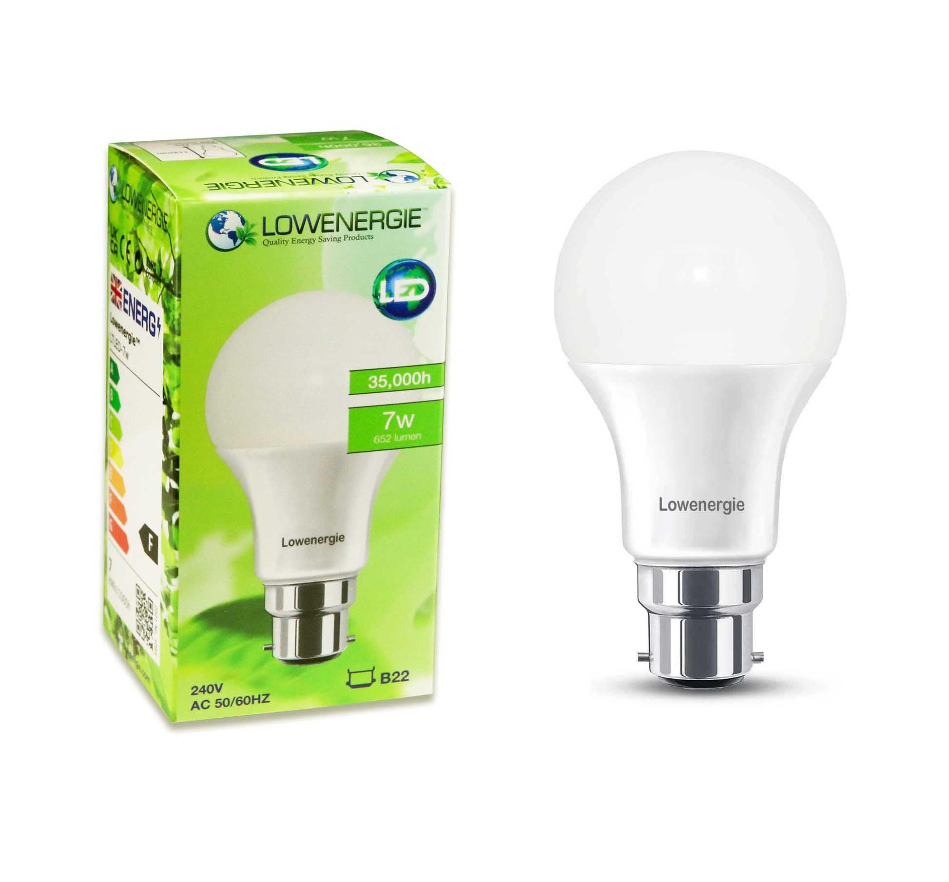LOWENERGIE LED Light Bulbs 7W B22 Bayonet Warm White 3000K A60 GLS Lamps, Pack of 4 - Image 4