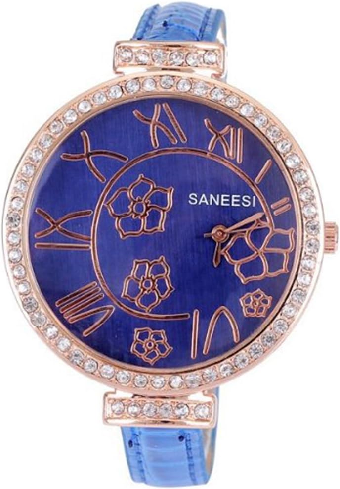 ANEESI Fashion watch for women luxury popular famous brand pu leather band watches ladies dress cool girls flowers roman hours clock
