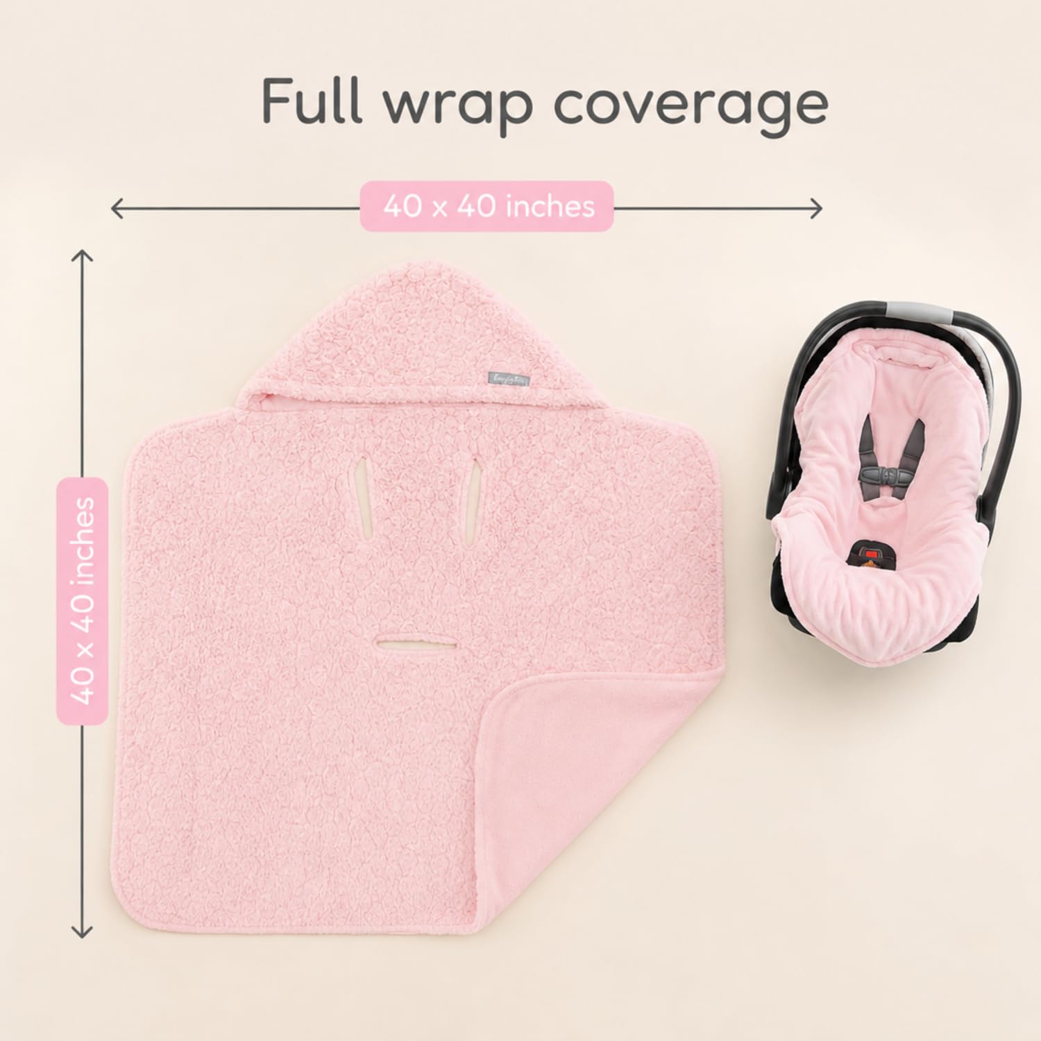 Everyday Kids Manta Rosa Pastel para Asiento de Coche para bebés y niñas pequeñas, Manta Envolvente para Asiento Interior de Coche; Cubre al bebé y Mantiene el Asiento del Coche Limpio