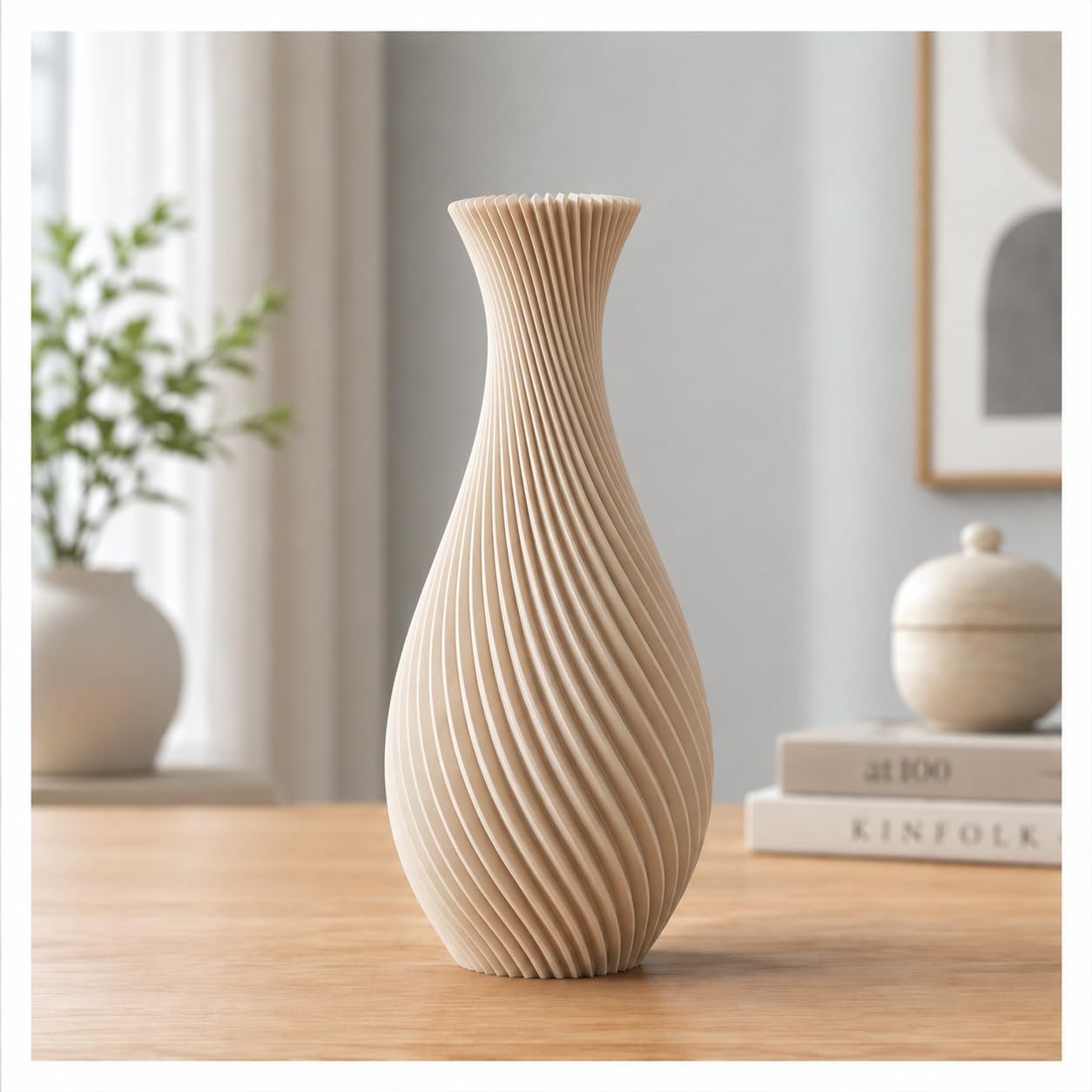 Shib Flower Vase, Home Decor vases for Pampas Grass,Dried Flowers,Home Decor,Centrepiece, Handcrafted Gift Vase,Aesthetic Vase Gift for Living Room, Beige-image-12