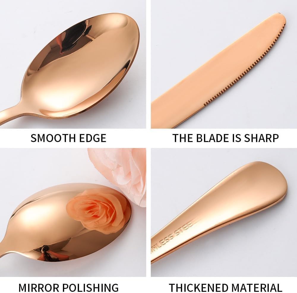 ShilpSukh Rose Gold Steak Knife - Elegant Stainless Steel Blade, Rust-Free & Dishwasher Safe, Perfect for Cutting Meat, Gifting, Stylish Dining, BBQ Nights & Kitchens(2 Pcs) 3