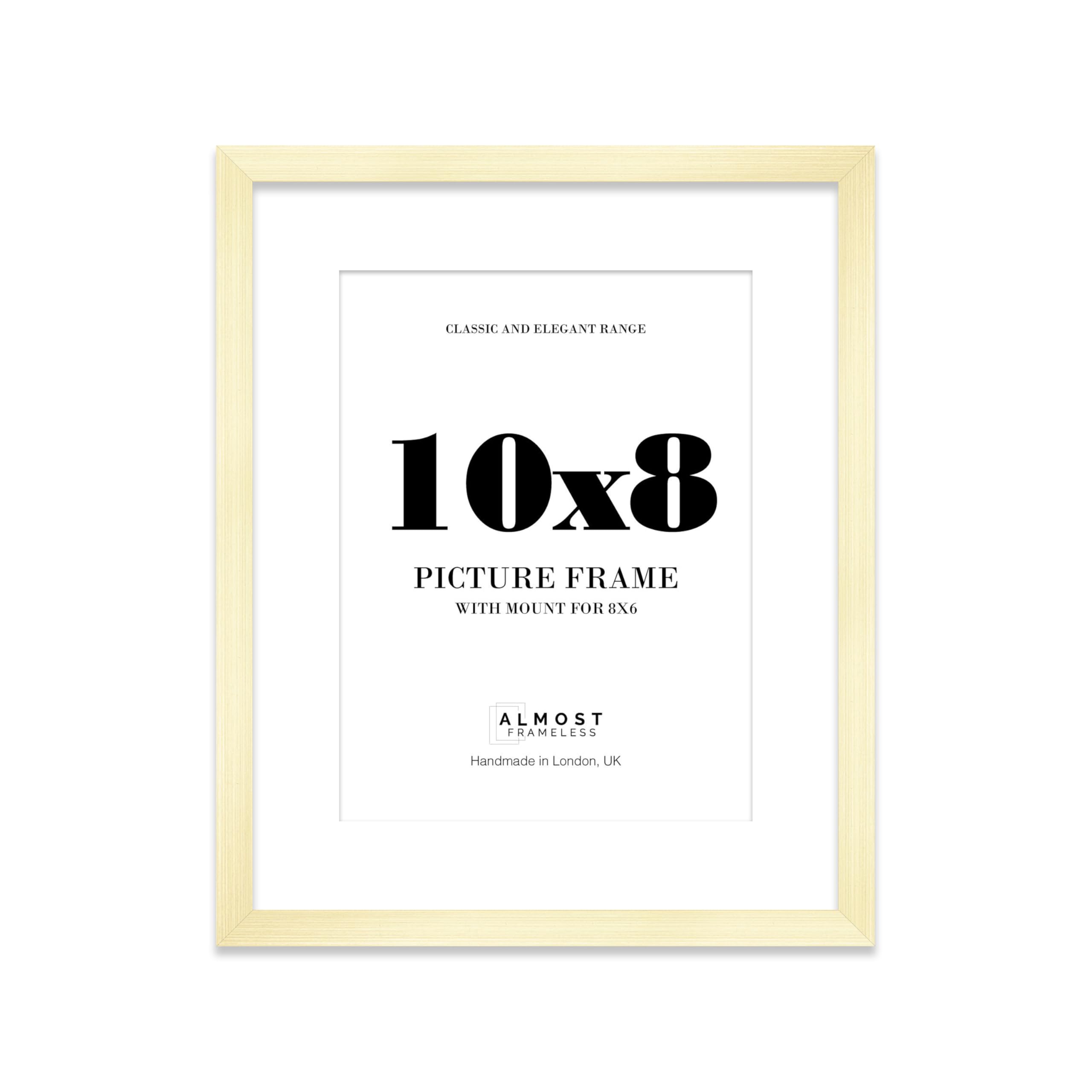 Gold Picture Frame 10x8 With 8x6 Mount for Photos - Wall & Table Display, Landscape or Portrait, 1 Pack