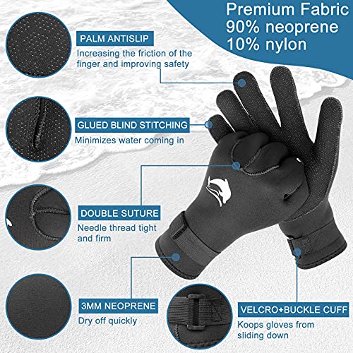 image for RTDEP Wetsuit Gloves Women Men 3mm Neoprene Gloves Thermal Anti Slip F