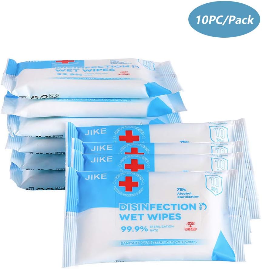KOOMTOOM 10 Packs Wet Wipes, 100 Pcs Disposable Cleaning Wet Wipes, Wet Wipe for Travel Home Office School Hand Cleaning (10pcs/Pack)