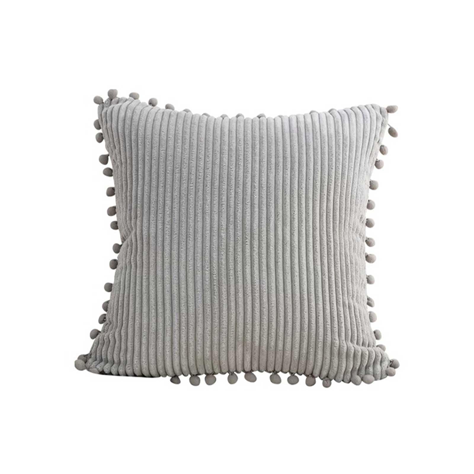 AXCTYSFP Corduroy Striped Decorative Throw Pillow Covers with Pom Solid