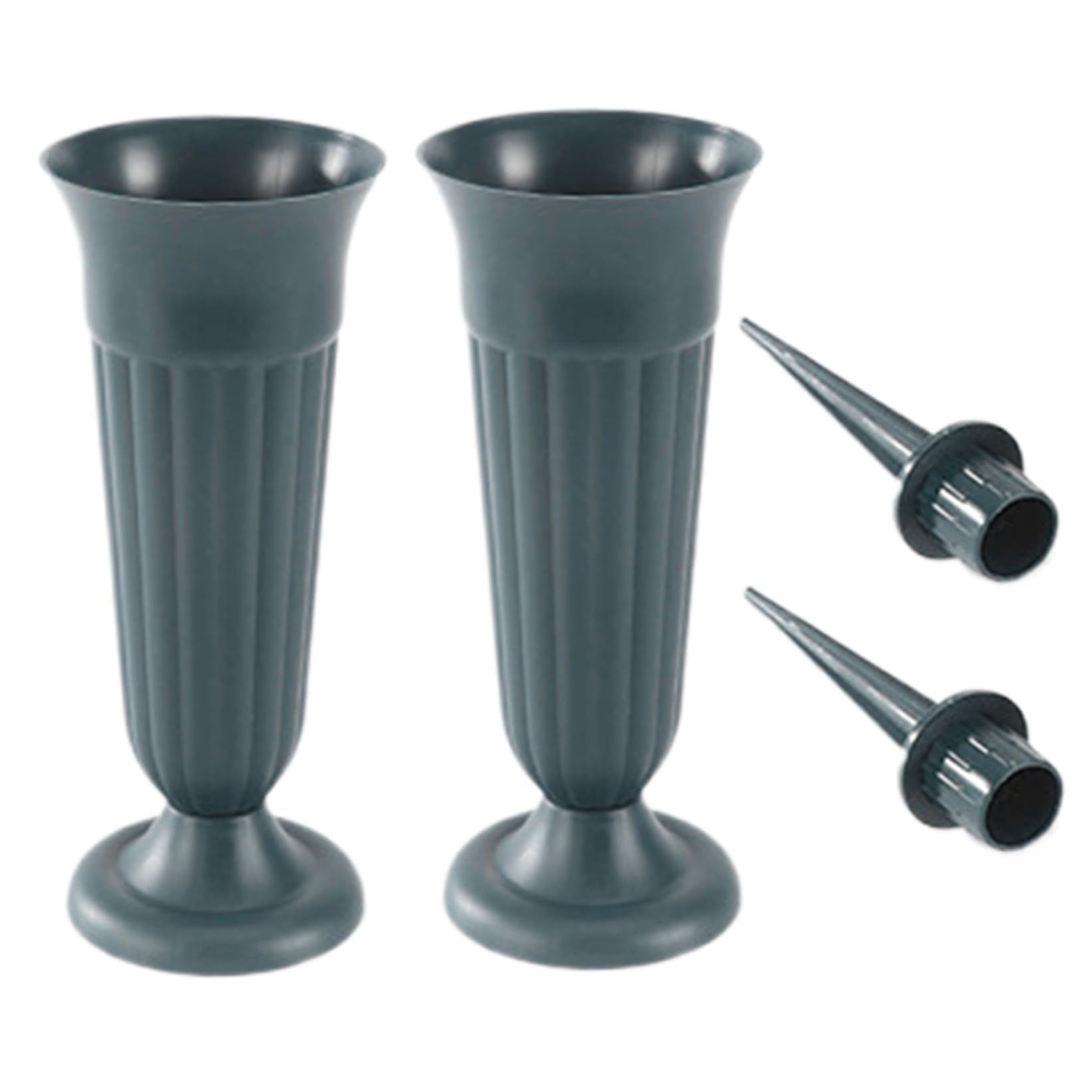Wedhapy Memorial Vases for Graves 2PCS Grave Flower Pots, Plastic Grave Vases with Spike and Base, Detachable Flower Holders, Memorial for Graves Outdoor