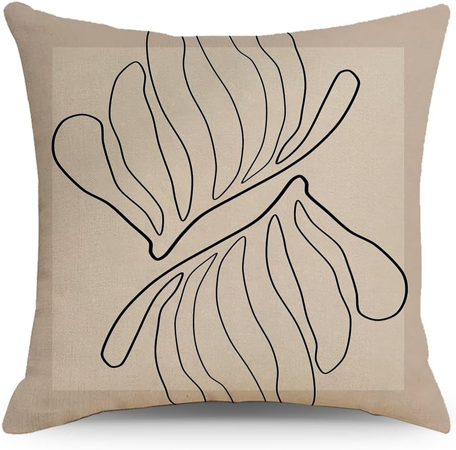 HBJWOV Nordic Abstract Linen Pillow Cover Black and White Ins Home Products Sofa Headboard Car Cushion