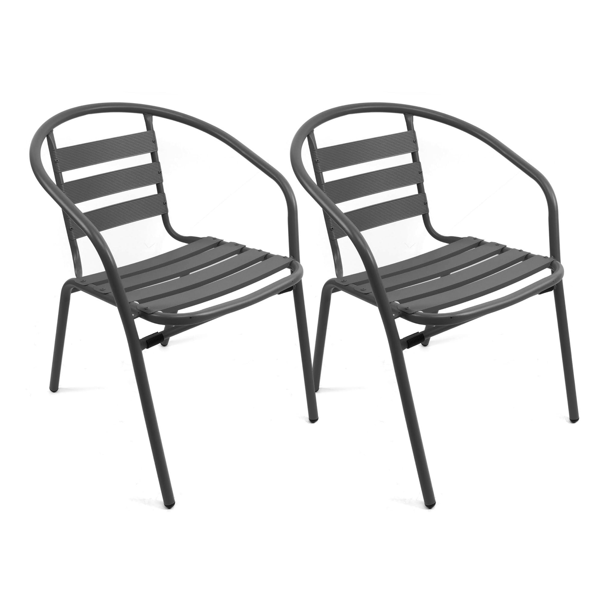 The Secret Home - Pack de 2 Sillas de Aluminio con Reposabrazos para Jardín - Asiento de Exterior Ideal para Balcón, Terraza y Jardín - Apilables - Alto: 73 cm x Largo: 57 cm x Profundo: 54 cm - Negro