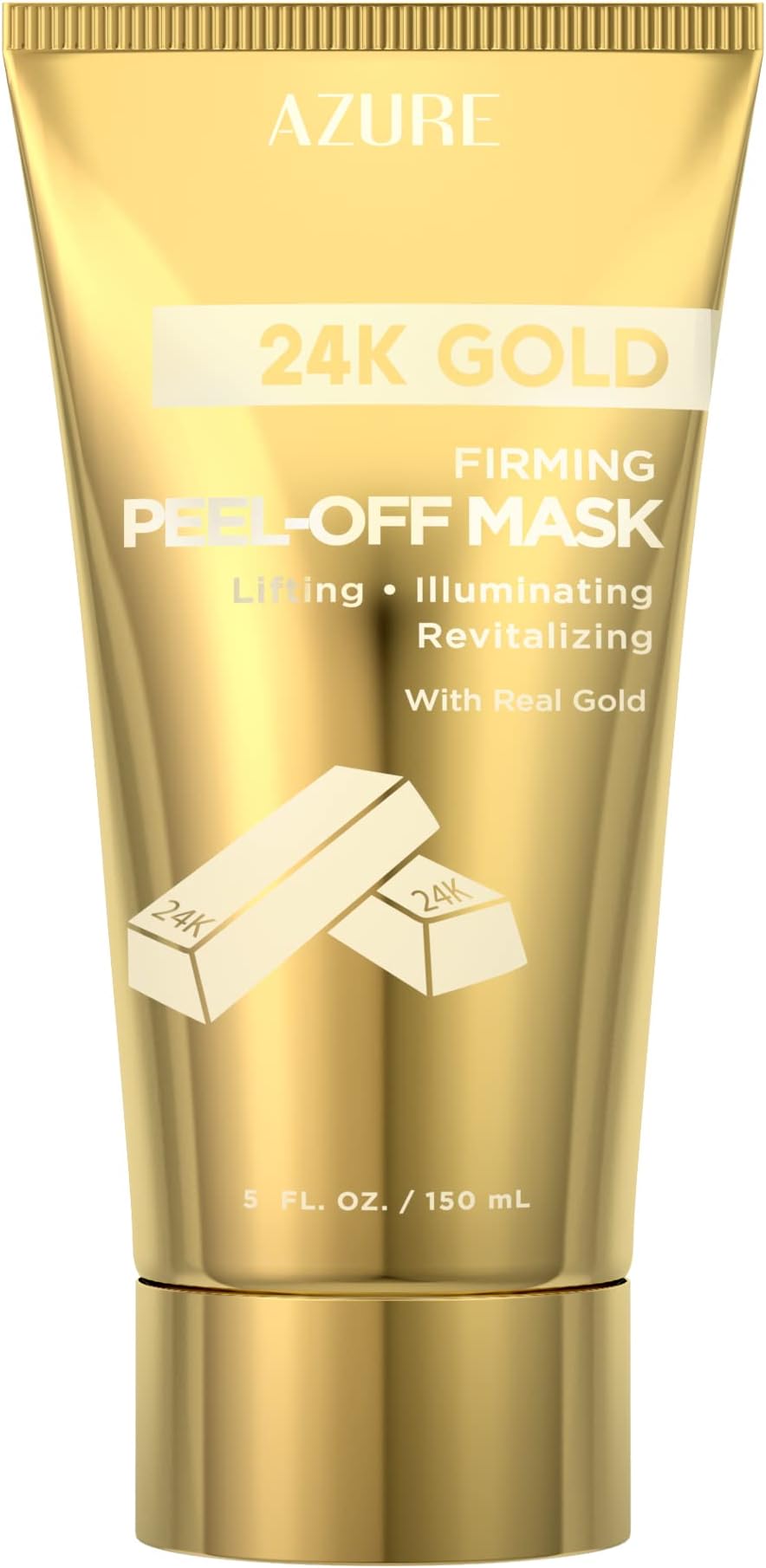 Azure Cosmetics24K Gold Firming Peel Off Face Mask – Removes Blackheads, Dirt & Oils | Firms Lifts & Moisturizes | Reduces Wrinkles, Fine Lines & Acne Scar - 150mL