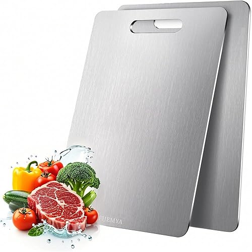 Katuchef Tabla de cortar de titanio para cocina, tablas de cortar de titanio puro Katu Chef, tabla de cortar de doble cara no tóxica para cortar