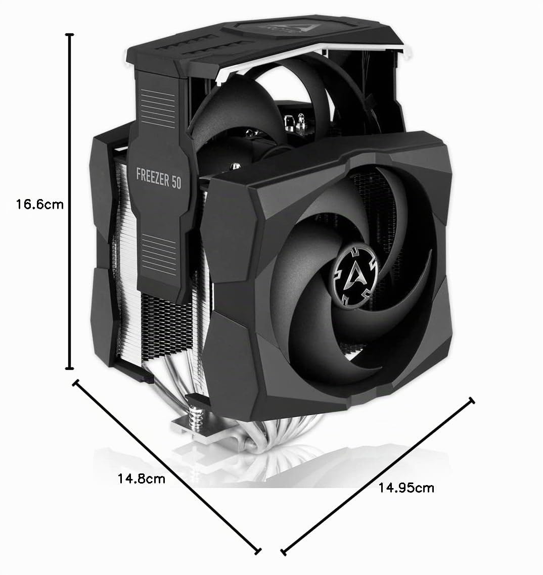 ARCTIC Freezer 50 (con Controller A-RGB) - Dissipatore CPU con A-RGB a Doppia Torre Multicompatibile con AMD e Intel, 2 Ventole, 6 Tubi di Calore, Pasta Termica Inclusa, LGA1700 compatibile