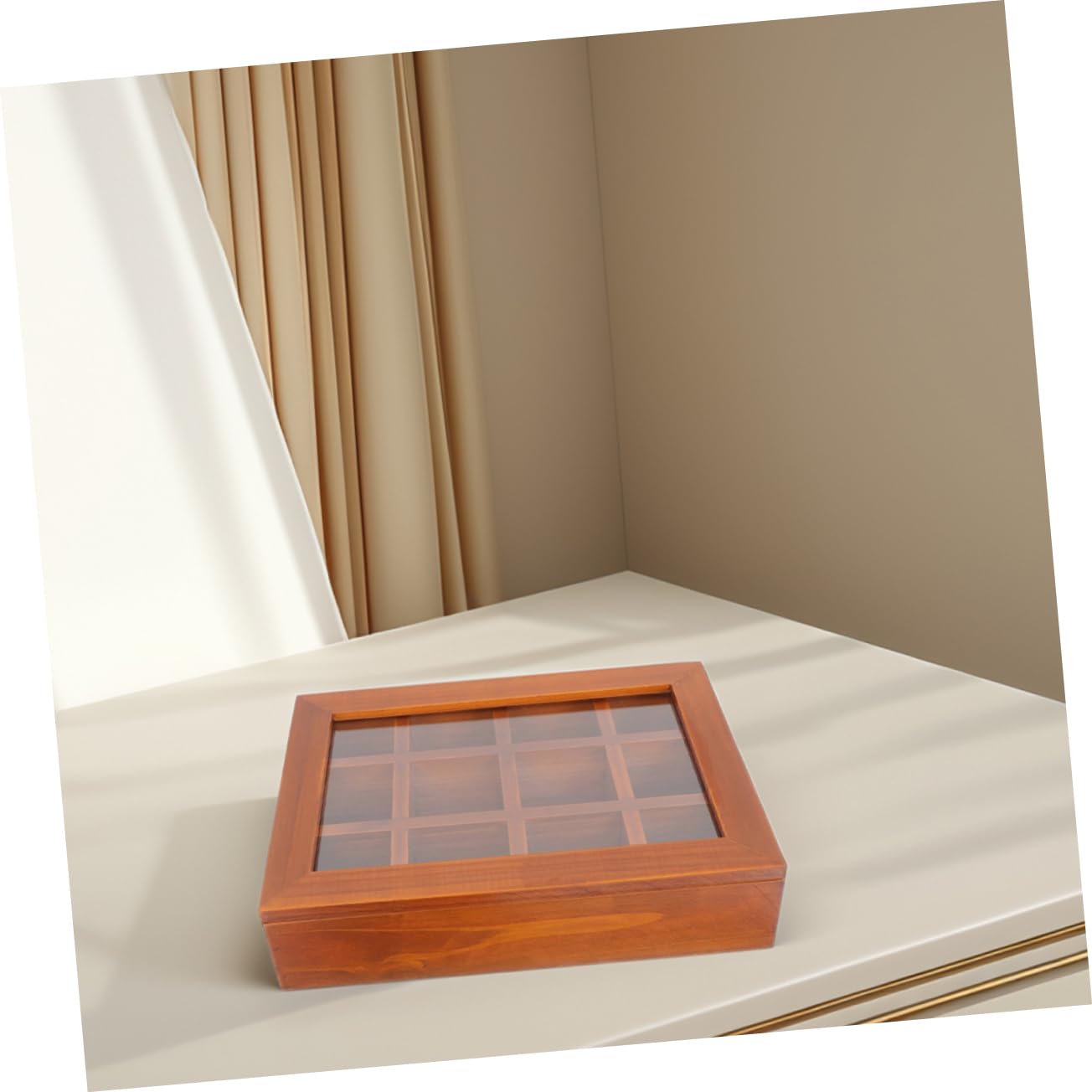iplusmile Boîte à Sachets De Thé En Bois 12 Compartiments 30x26.5x6 Cm Compartimentée Avec Couvercle Rangement Pratique Pour Maison Bureau Pique-niques Organisateur Multifonctionnel