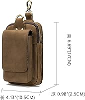 Vista 3 de Riñonera multifunción para teléfono celular para hombre, bolsa de hombro de cuero con mosquetón, bolsa táctica para cinturón de cintura al aire